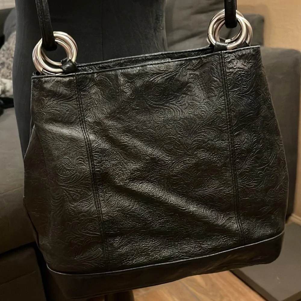 St. John’s Bay Embossed Leather Bag Black